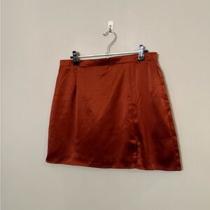 Le Lis Collection Rust Orange Satin Side Slit Mini‎ Skirt KS4406-11 Mens Size M